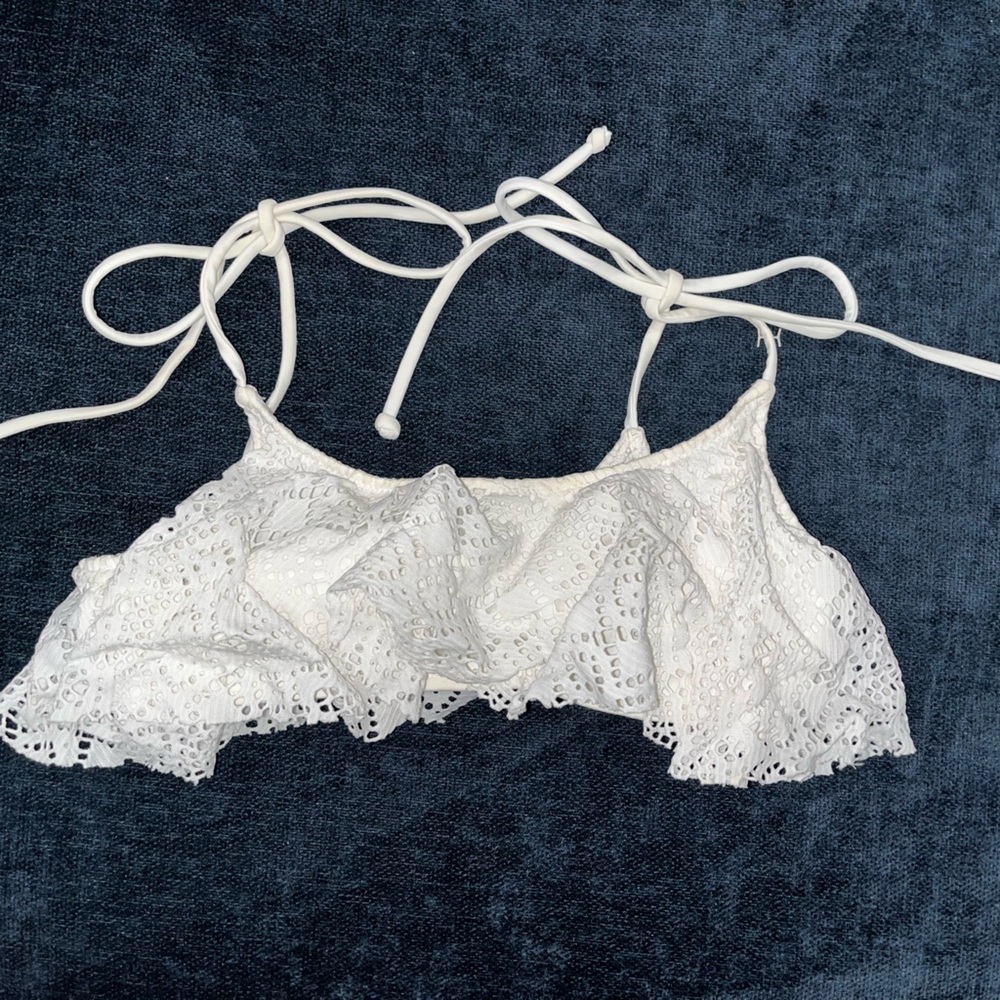 PINK Victoria's Secret White Eyelet Bandeau Bikini Top